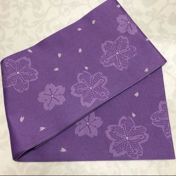 浴衣帯 紫No.189【新品】紫　半幅帯 単衣帯　袴帯　ラメ
