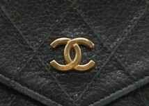 【１円スタート】CHANEL シャネル アイコン 二つ折り財布 7755463 ココマーク レザー ブラック ゴールド金具_画像4