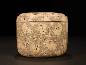 ■大成古美術■絞胎絞釉食盒　（検） 唐代 染付 陶磁器 唐物 中国美術 骨董 古玩 205