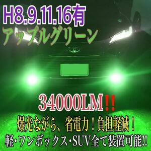 新登場34000LMフォグランLED外車対応アップルグリーンH11a