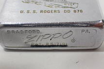 23001【 ・ ZIPPO ・ 】斜字体 筆記体 旧ロゴ イタリック体 1964年 USS ROGERS DD 876 DD-876ロジャース ジッポー ビンテージ 着火確認済み_画像1