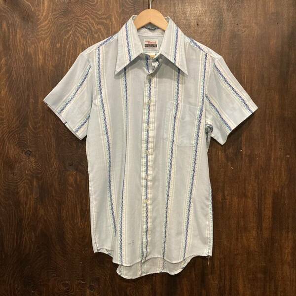 アメリカ古着 CAMPUS 70s ビンテージ 半袖シャツ 柄シャツ ストライプシャツ ドレスシャツ