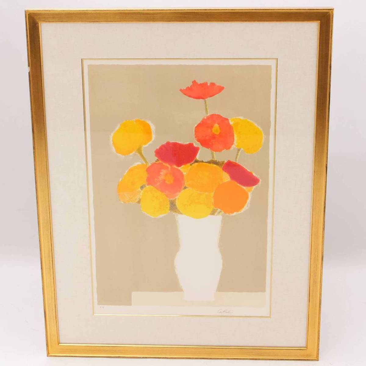 Bernard Cathelin Flowers in a White Vase Painting [Used] [Authenticity Guaranteed] 96659, artwork, painting, others