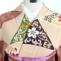 小紋 着物 花柄模様 ピンク系（帯別売り） 【中古】【鑑定済・正規品保証】【送料無料】7929(着物_画像2