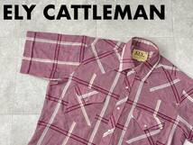 ☆送料無料☆ ELY CATTLEMAN エリーキャトルマン USA直輸入 古着 半袖 チェック ウエスタン シャツ メンズ 15 ライトパープル トップス_画像1