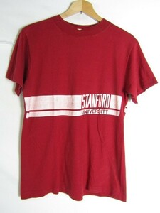 70年代製　Shoreline Sportswear　スタンフォード大学　プリントTシャツ　レッド　Mサイズ