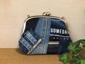 デニムハンドメイド 親子がま口財布 親子がま口小物入れ