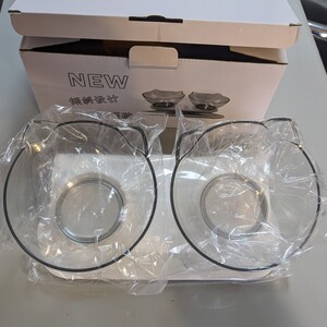 猫型 フードボール&スタンド付 餌入れ 水入れ 犬猫用