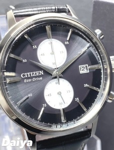 新品 シチズン CITIZEN 正規品 腕時計 エコドライブ eco-drive 電池交換不要 CA7061-18E クロノグラフ ソーラー カーフレザー ブラック