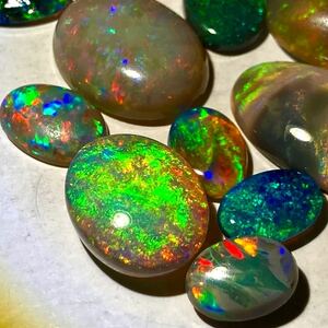 ［天然ブラックオパールおまとめ 20ct］ルース 裸石 宝石 ジュエリー jewelry black opal 遊色 虹 DF0