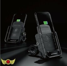 MADMAX バイク用 汎用 スマートフォンホルダー IP66防水 ワイヤレス充電 レッド/ツーリング キャンプ アウトドア【送料800円】_画像5