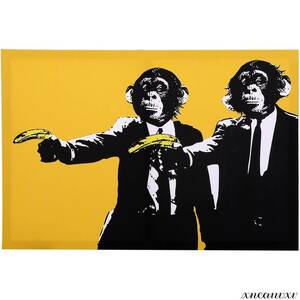 Art hand Auction 大型サイズ アートパネル チンパンジー バナナ 模写 インテリア 壁掛け 部屋飾り 装飾画 キャンバス 絵画 おしゃれ モダン アート 模様替え, 美術品, 絵画, グラフィック