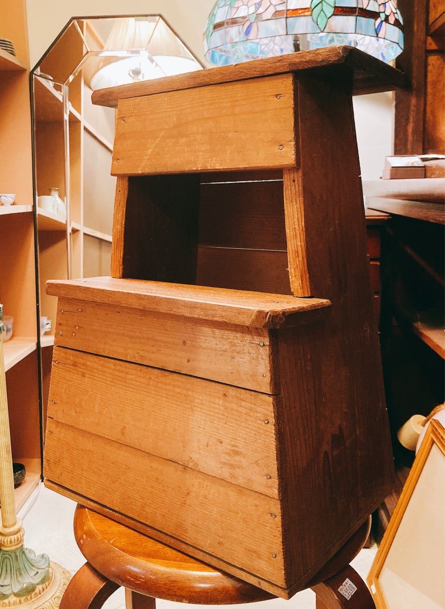 通販 踏み台】ステップラダー 3段 収納式 レトロ家具☆木製 アイアン