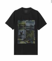 クイックシルバー 半袖サーフTシャツ M ラッシュガード 黒 プリント柄_画像8