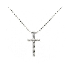  Vendome Aoyama бриллиант Cross колье 0.12ct K18WG(18 золотой белое золото ) ломбард лот 