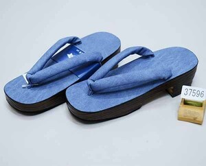  high class . geta geta . for women 24.5cm free size conform pair size 23cm~25cm Denim style synthetic leather . for new goods ( stock ) cheap rice field shop NO37596