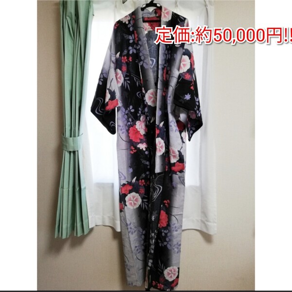 【試着のみ】約50,000円の浴衣!朝顔柄 花柄 レディース浴衣