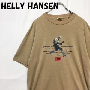 【人気】HELLY HANSEN/ヘリーハンセン 半袖Tシャツ ロゴ コットン ベージュ サイズL/S5095
