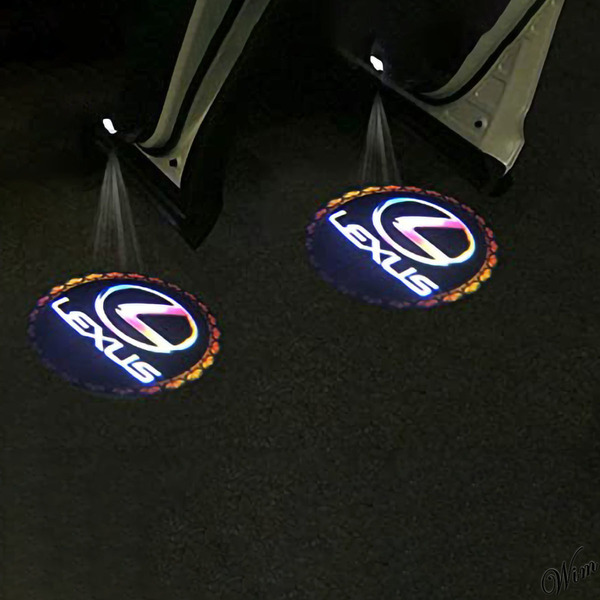 ◆レインボーレクサスロゴ◆ カーテシランプ 2個セット ウェルカムライト バルブ LED 角度調整機能 簡単装着 ドアランプ 安全確保