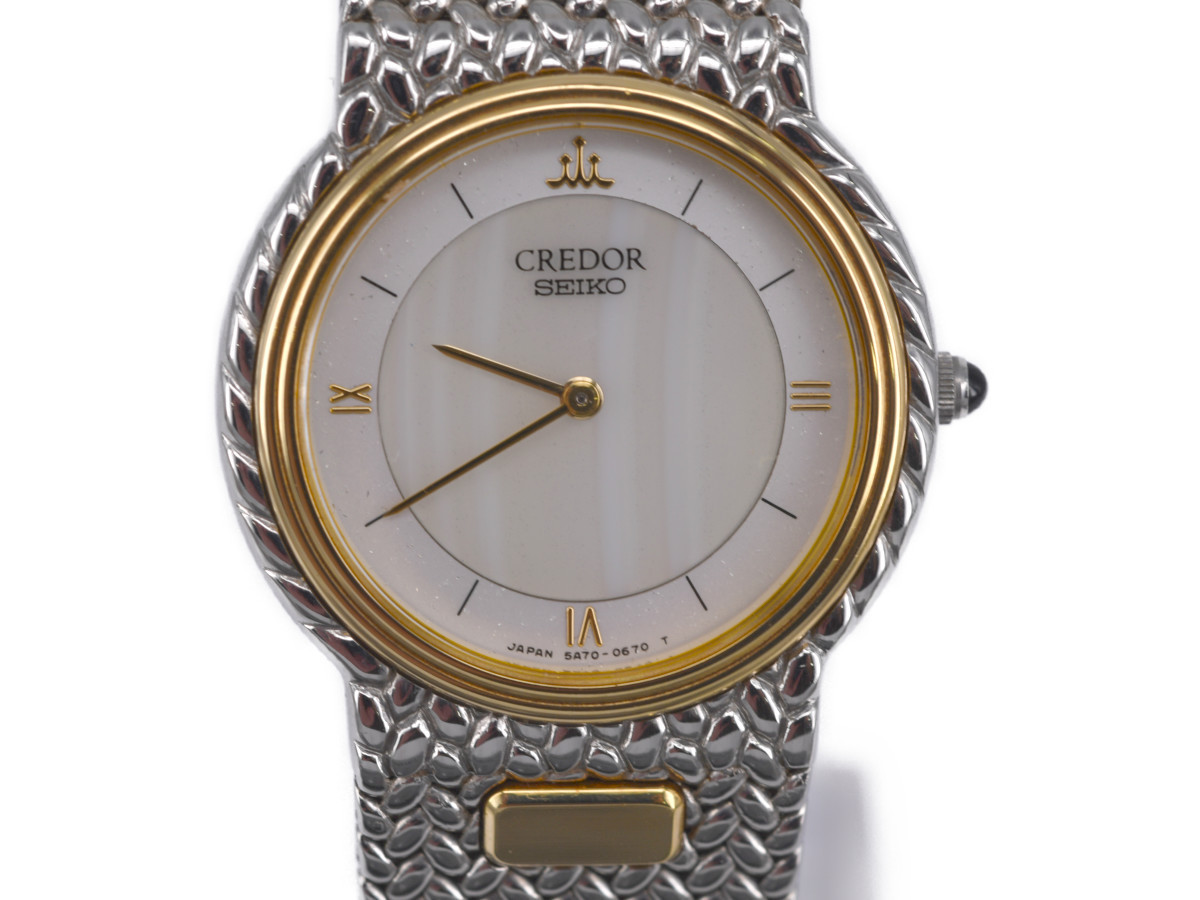 WEB限定デザイン SEIKO CREDOR 時計 5A70-3000 18K ダイヤベゼル