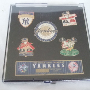 1998 ヤンキース ワールドシリーズ優勝 チャンピオン MLB公認 ピンバッジ 5個セット 未開封 伊良部の画像1