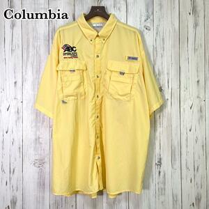 コロンビアPFG フィッシングシャツ 半袖 アウトドア 企業刺繍 黄色 XXL