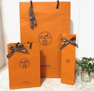 エルメス 「 HERMES 」ショッパー3枚組( 727 ) 正規品 付属品 紙袋 ショップ袋 ブランド紙袋 ショップバッグ 大・小・小物用 折らずに配送