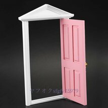 L973☆新品ミニチュア ドールハウス ドア おもちゃ コレクション 木製 フィギュア 【ピンク】_画像2