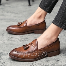 D41☆新品レザーシューズイギリス風 ビジネスシューズ メンズ ローファー スリッポン フォーマル 紳士靴 2色選択可 サイズ26cm_画像1