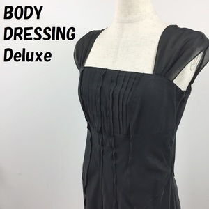 【人気】BODY DRESSING Deluxe/ボディドレッシング デラックス シルク混 ノースリーブ ワンピース ドレス 裏地あり ブラック サイズ9/S4362