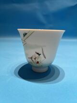 清朝期　時代唐物　粉彩人物茶碗　猪口　銘有　中国美術　高さ7.7cm 口径8.2cm_画像2