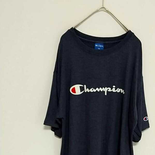 チャンピオン　champion　tシャツ　半袖 紫　パープル　ビッグロゴ　