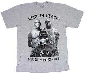 LA ストリートプリント Rest In Peace R.I.P. アーティスト プリント 半袖 Tシャツ (グレー) [並行輸入品]　(L)