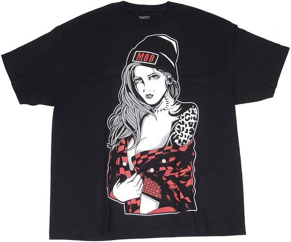 LA ストリートプリント Mob inc Knit Lady 半袖 Tシャツ (ブラック) 並行輸入品　(2XL)