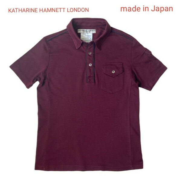 KATHARINE HAMNETT LONDON 半袖ポロシャツ エンジ M