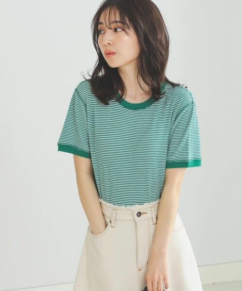 [美品]BEAMS HEART / ワッフル ボーダー Tシャツ