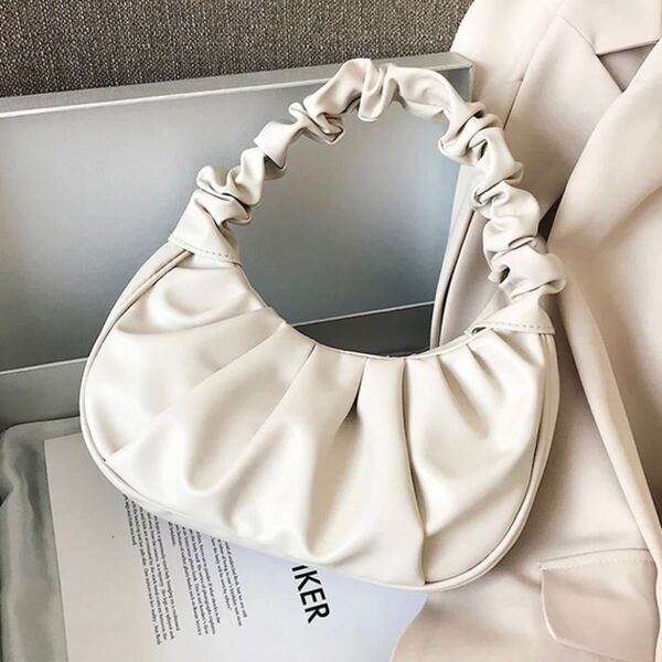 ギャザーハンドルハンドバッグ*白