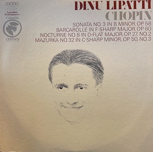 【LP】Chopin, Dinu Lipatti Sonata N. 3 In B Minor, Op. 58 ～　US盤