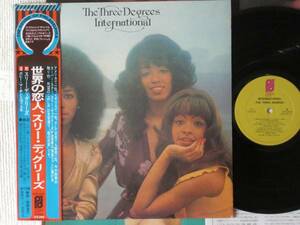 日本盤 美品 LP Three Degrees ／　INTERNATIONAL　ポスター付(59cm84cm) CBS/SONY INC（ECPO-10-PH）☆