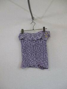 purple&Yellow purple cotton knitted bare top (USED)62317