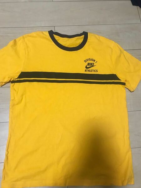 vintage NIKE division1 アスレチック 半袖Tシャツ イエローボーダー