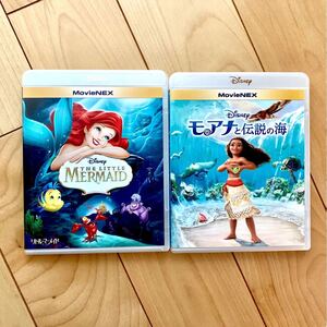 リトルマーメイド & モアナと伝説の海 本編ブルーレイ+純正ケース 2本セット 新品未再生 Blu-ray