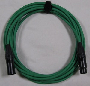 高品質カラーマイクケーブル　XLRオス/メス　5ｍ　緑（1本）FMB5G　ストラップ付