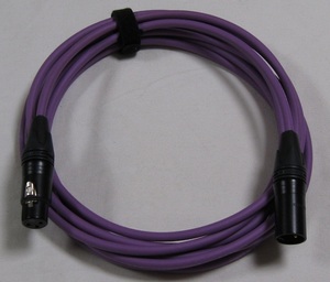 高品質カラーマイクケーブル　XLRオス/メス　5ｍ　紫（1本）FMB5P　ケーブルストラップ付き
