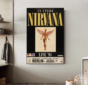  C42 ニルヴァーナ　NIRVANA　イン・ユーテロ　LIVE'94 イラスト キャンバスアートポスター 50×70cm インテリア 雑貨 海外製 枠なし
