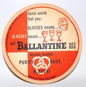 ヴィンテージコースター　BALLANTINEビール　GLASSES（メガネ）　バランタインビール（アメリカ）