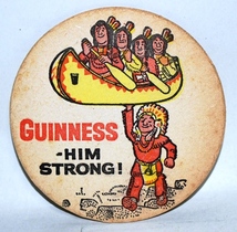 ヴィンテージコースター　ギネスビール　１９６０年製　GUINNESS GUINNESS -HIM STRONG!　2_画像1