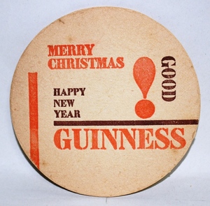 ヴィンテージコースター　ギネスビール　１９６５年製　GUINNESS MERRY CHRISTMAS HAPPY NEW YEAR 2