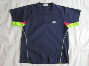 メンズ Sサイズ yonex 半袖 Tシャツ USED 素材荒れ 糸攣り有り ゲームシャツ ネイビー系 ヨネックス 日本代表 JAPAN