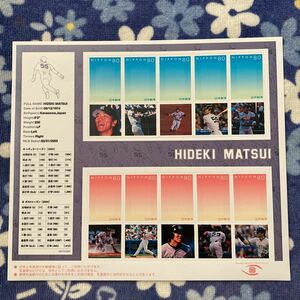 切手 写真付き HIDEKI MATSUI 松井秀喜 ニューヨークヤンキース フレーム切手 80円×10枚 即決 ☆送料120円